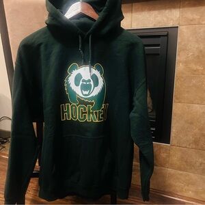 University Of Alberta UofA Pandas Hockey Gildan Breand Heavy Green Hoodie Large
